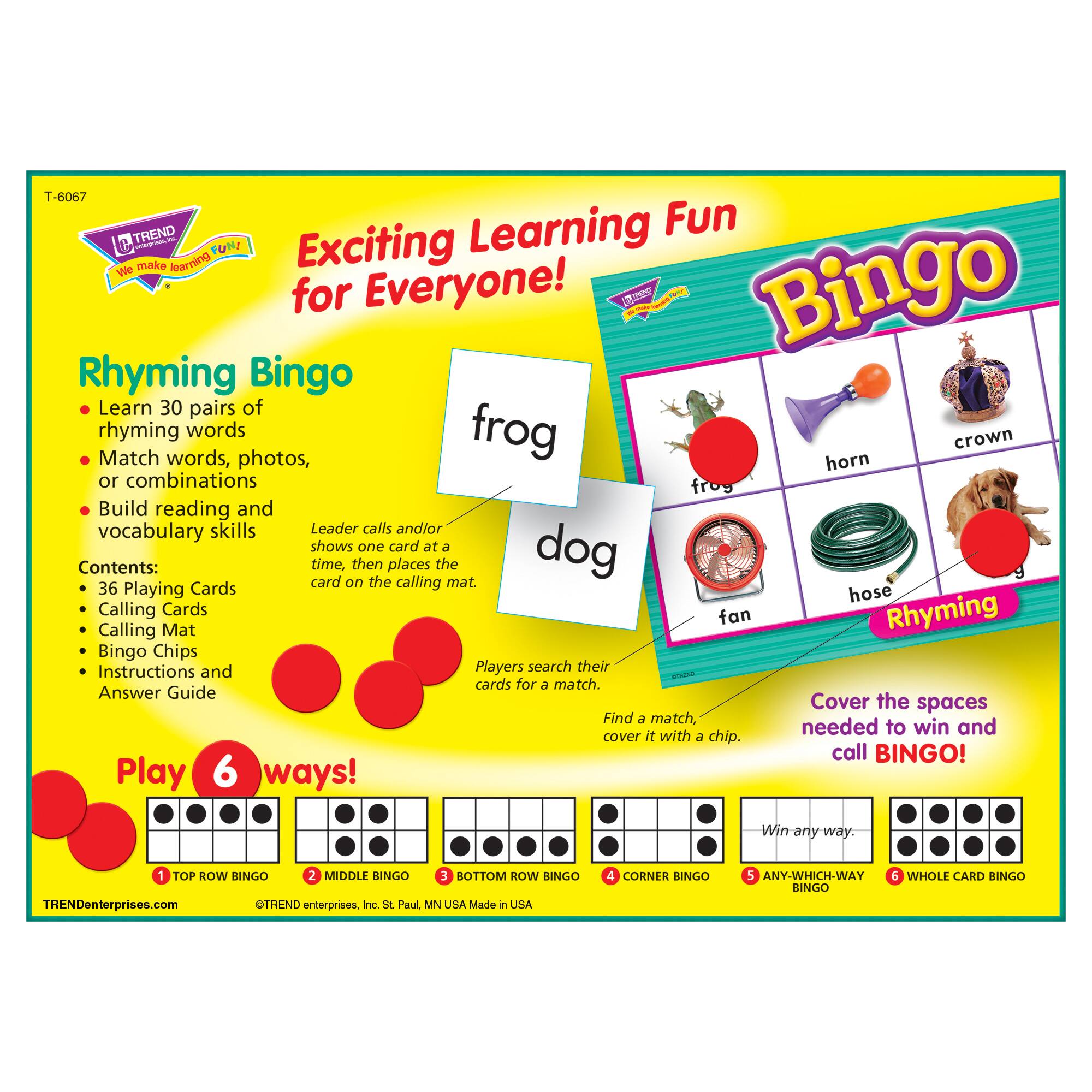 TREND Rhyming Bingo Game